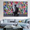 Graffiti Art Behind The Curtain Posters and Prints On Canvas Painting Street Wall Art Canvas Picture for Living Room Home Decor