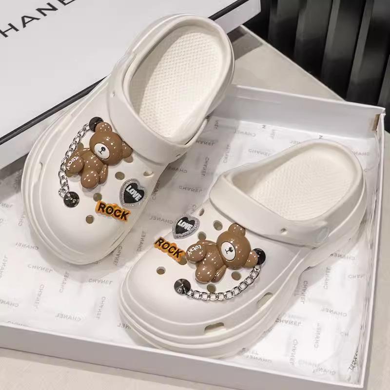 Женские сандалии с дырочками на толстой подошве 2024 года: Нескользящая, устойчивая к запахам обувь из ЭВА для летнего пляжа и активного отдыха