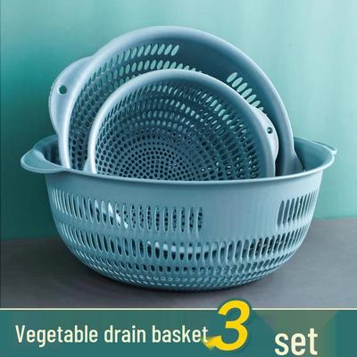 Набор кухонной утвари из трех предметов: Корзина для мытья овощей, корзина для слива и фруктовая тарелка