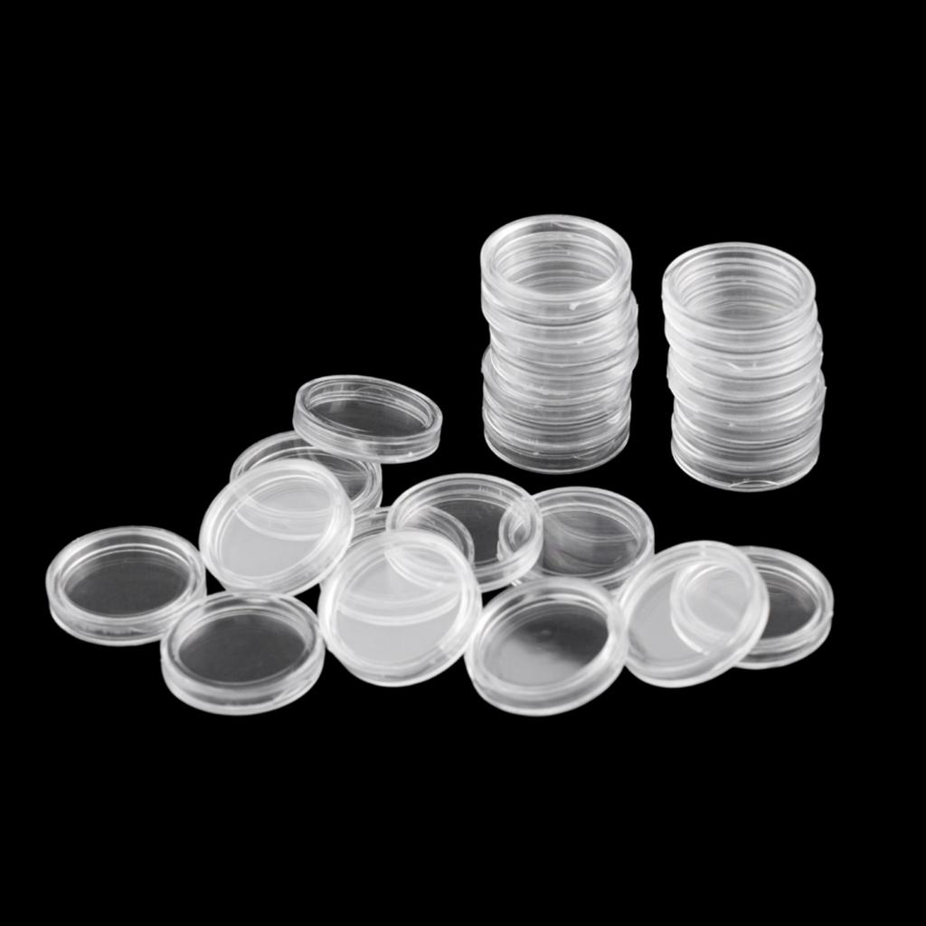 Coin Capsule Protection Supplies 100pcs Containers 23mm Plastic Holders