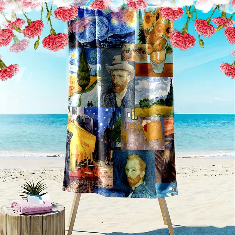 Van Gogh Painting Print Beach Towel, Large Soft Quick Dry Towel for Beach Camping Swimming