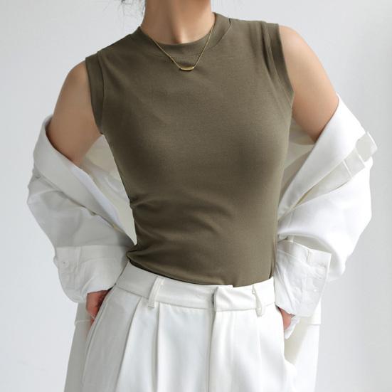 Женская майка без рукавов из хлопка с высоким воротом, укороченный топ в рубчик, облегающий крой