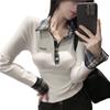 Shirt For Women With Plaid Pattern And Color Block Details For Casual And Office Wear