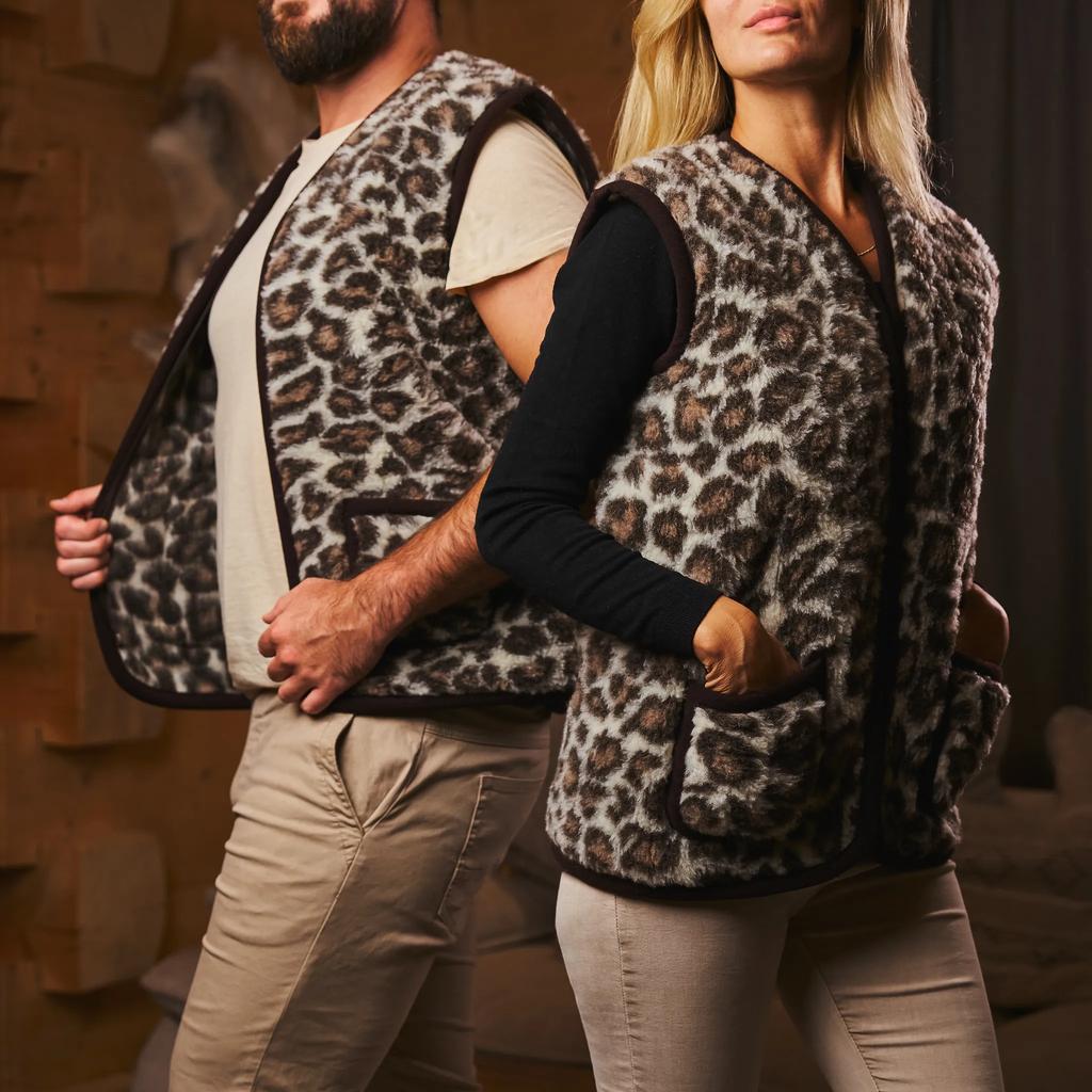 Leopard vest, women's highlander sleeveless vest, warm vest to wear under an XS jacket