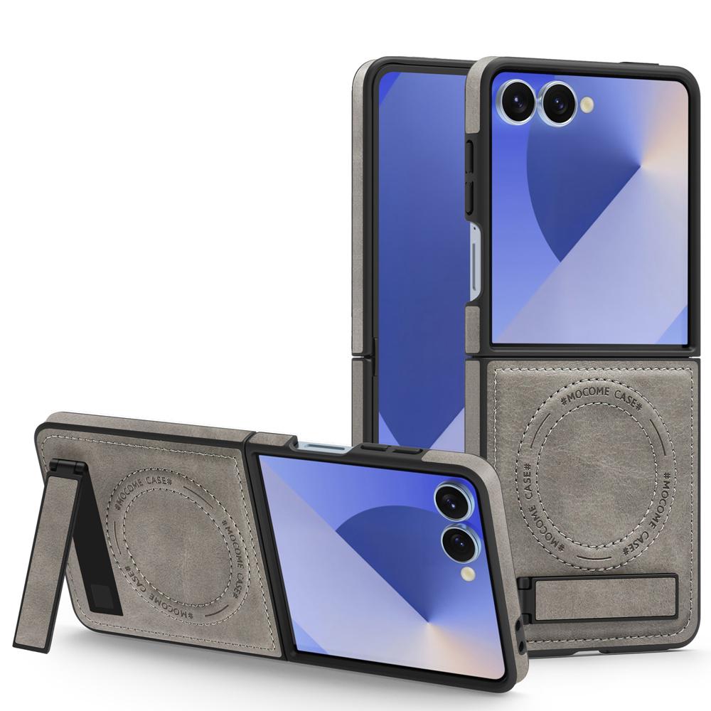 KEYSION Luxuxy PU Leather Magnetic Case for MagSafe for Samsung Galaxy Z Flip 7 5G 7 SE Kickstand Wireless Charging Phone Cover