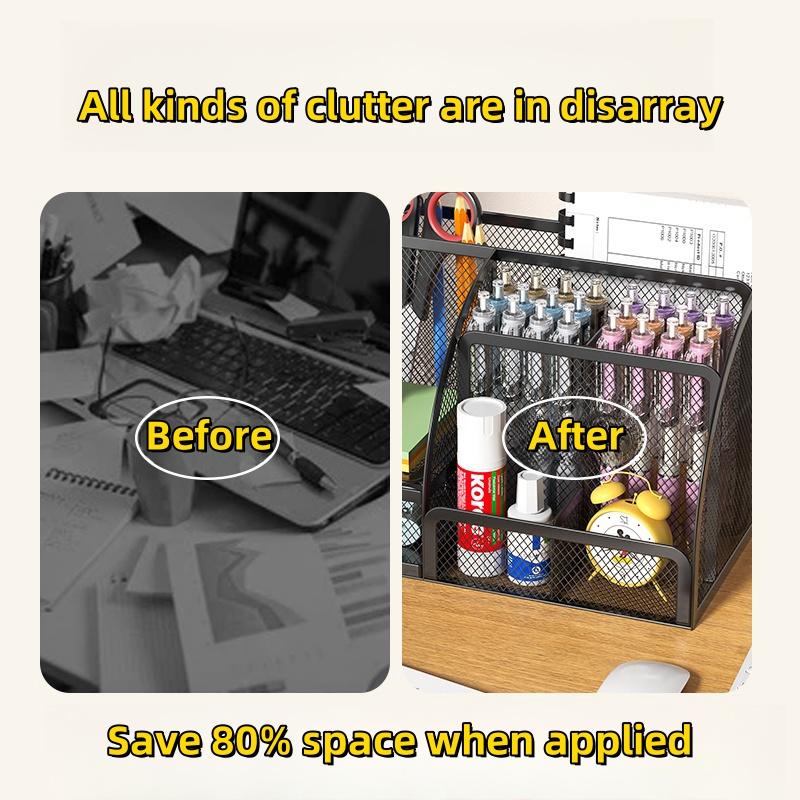 1 настольный органайзер, органайзер для канцелярских принадлежностей, настольный держатель для карандашей, сетчатый канцелярский дневник, 7 отделений и мини-ящиков, многоцветный