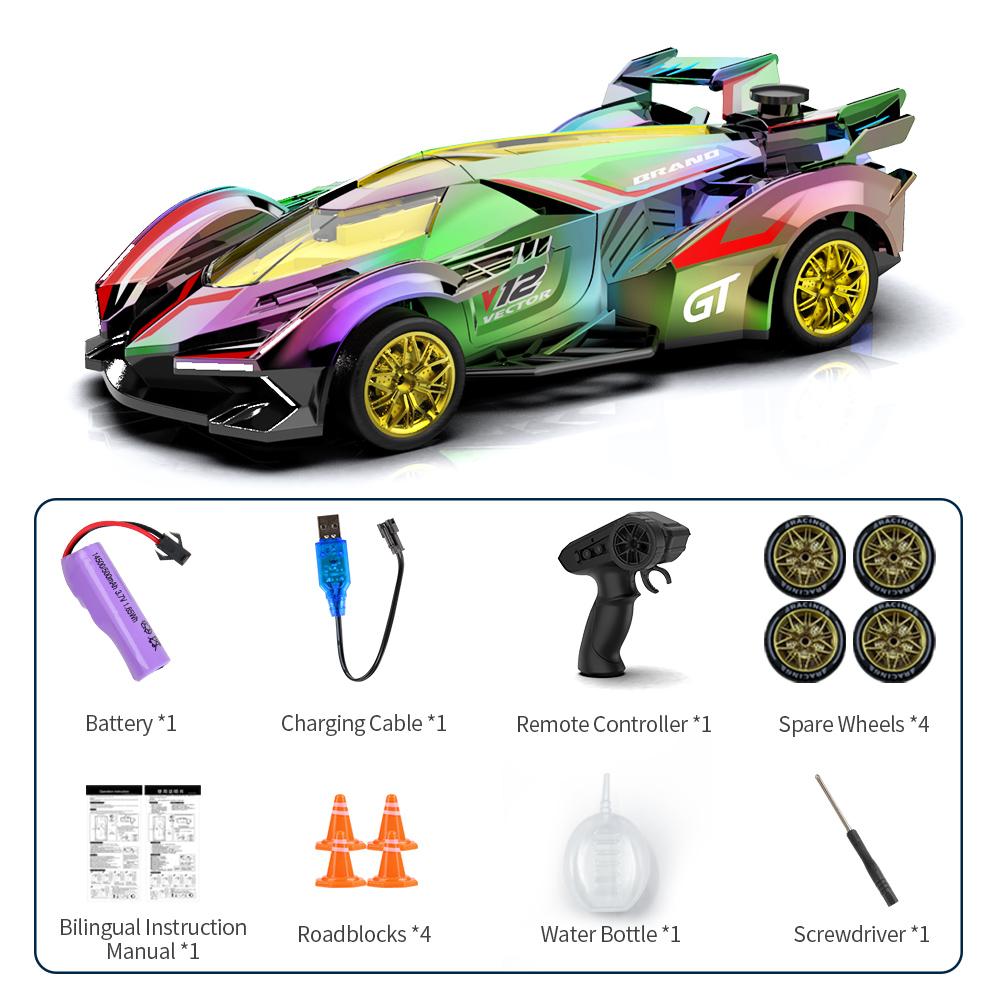 non-toxic JJRC 2.4G RC Racing Drift Car Dazzing With Lights Spray Model Kids Toys 4WD Remote Control High Speed Vehicle children Birthday Gift