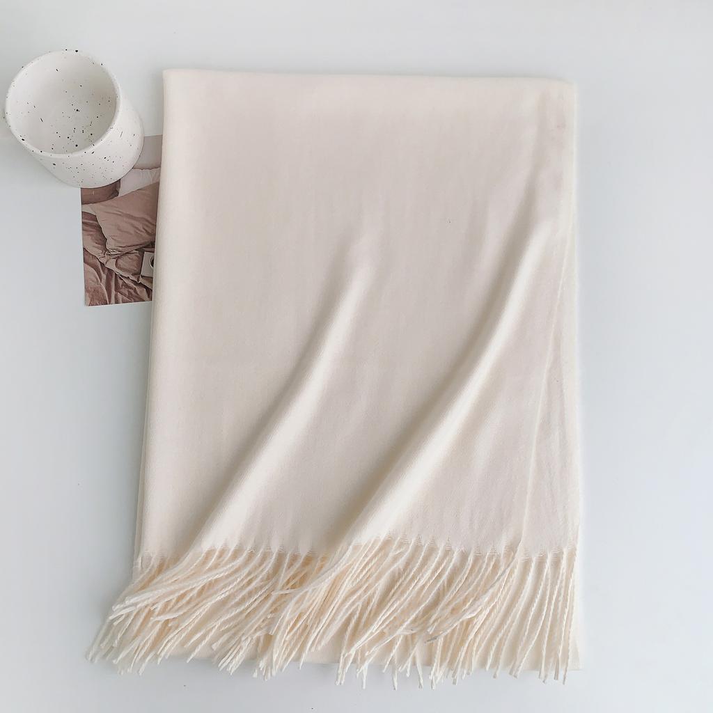 2024 Winter New Scarf Women'S Versatile Imitation Cashmere Thickened Warm Premium Solid Color Large Size Shawl