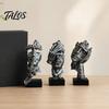 Talos Набор из 3 абстрактных молчаливых статуэток-фигур, Минималистичный арт-декор для стола с позами «Палец к губам», «Закрытые глаза» и «Подбородок на руке», Статуэтки из смолы для гостиной