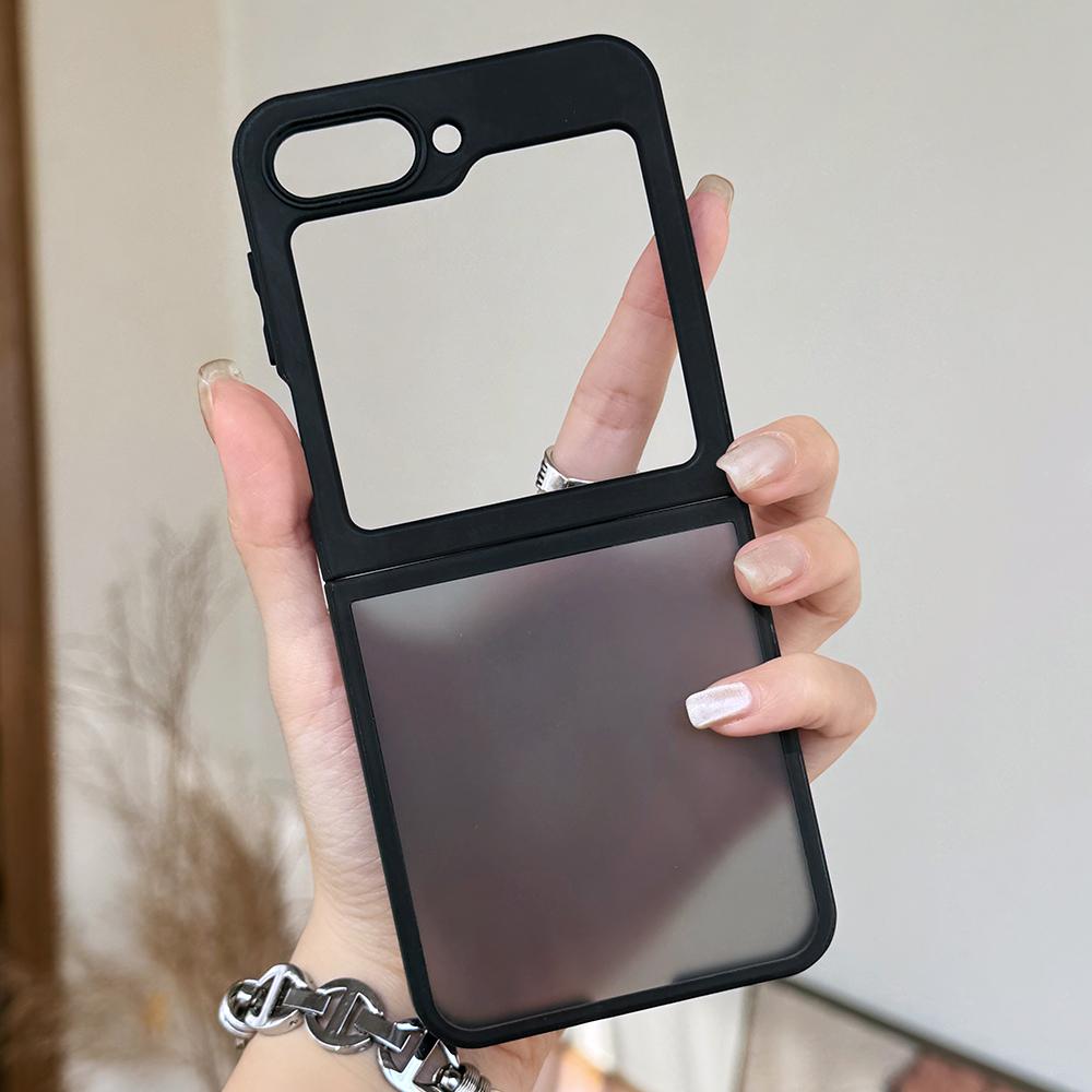 Luxury Transparent Frosted Case For Samsung Galaxy Z Flip 7 6 5 4 5G Ultra Thin Matte Shockproof Acrylic Protection Hybrid Cover