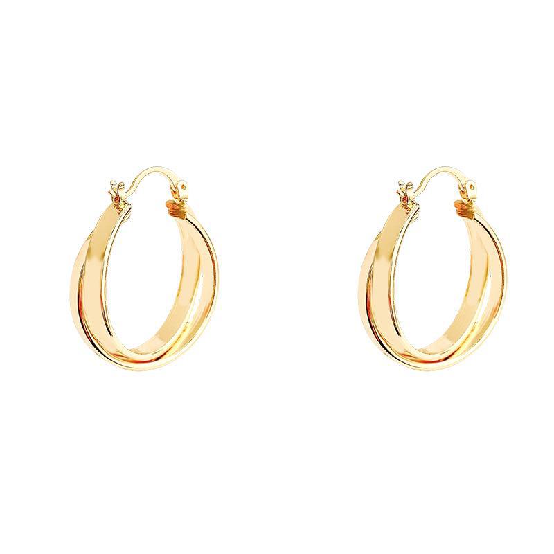 S925 Silver Geometric Circle Earrings - Trendy Light Luxury Niche Ear Jewelry for Women