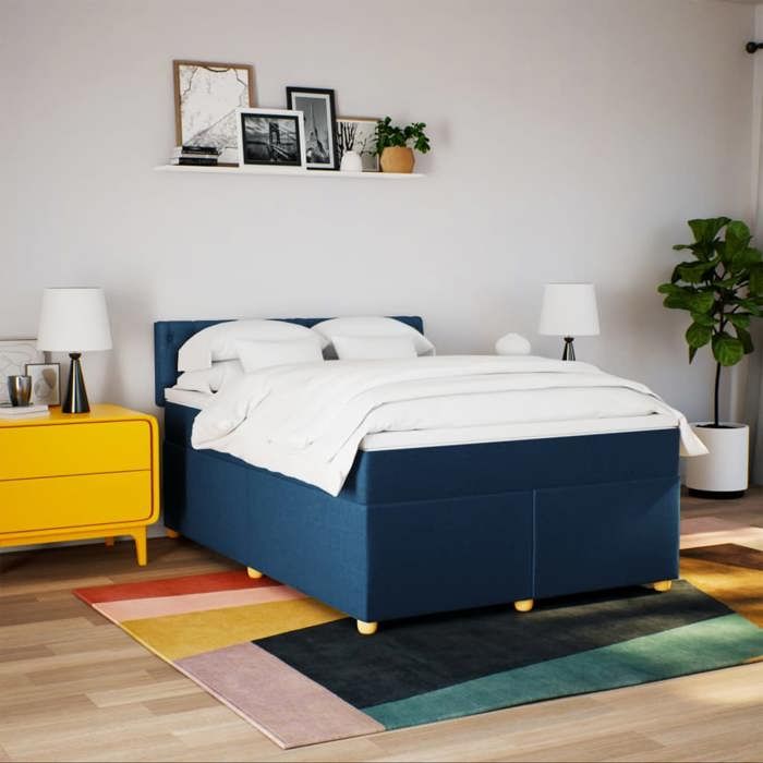 Maison Exclusive - Sommier à lattes de lit avec matelas Bleu 140x200 cm Tissu