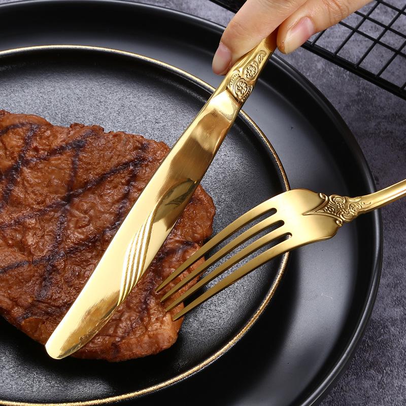 Столовая посуда из нержавеющей стали 304 Palace Style, рельефная западная столовая посуда, столовые приборы, нож для стейка, вилка, ложка, чайная ложка, кухонные гаджеты