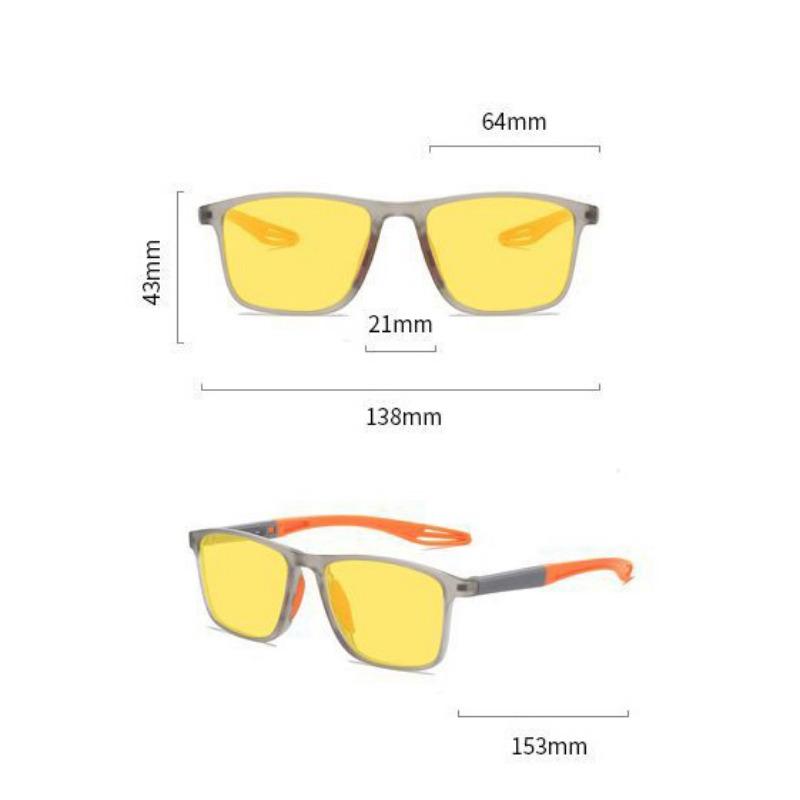 Non-polarized Sports Night Vision Men Women Fashion Anti Blue Light Computer Eyewear Unisex Flexible Square Frame Anti-glare Driving Eyewear