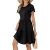 Women's Summer Ruffle Sleeve Round Neck With Pocket Solid Color Casual Dresses
