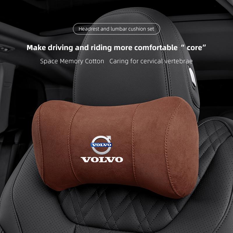 Volvo Car Seat Head Support Suede Memory Cotton Neck Pillow Interior Accessories For XC60 V90 V60 V40 XC90 S90 S60 C30 V70 XC40