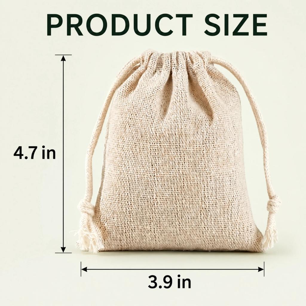 50 Piece Linen Jute Drawstring Gift Bags, Small Muslin Bags, Reusable Fabric Favor Pouches, Wedding Party Gifts, Holiday Supplies