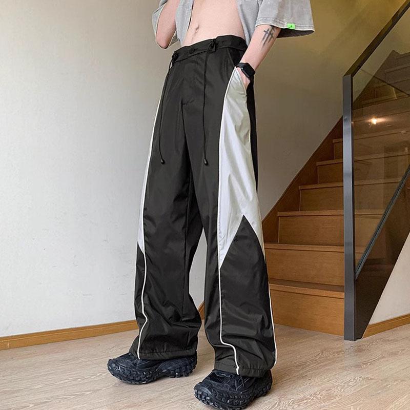 Мужская черная мешковатая одежда Y2K, брюки-карго, повседневные летние широкие брюки, полосатые спортивные штаны для бега, хип-хоп, мужская техническая одежда, одежда в корейском стиле