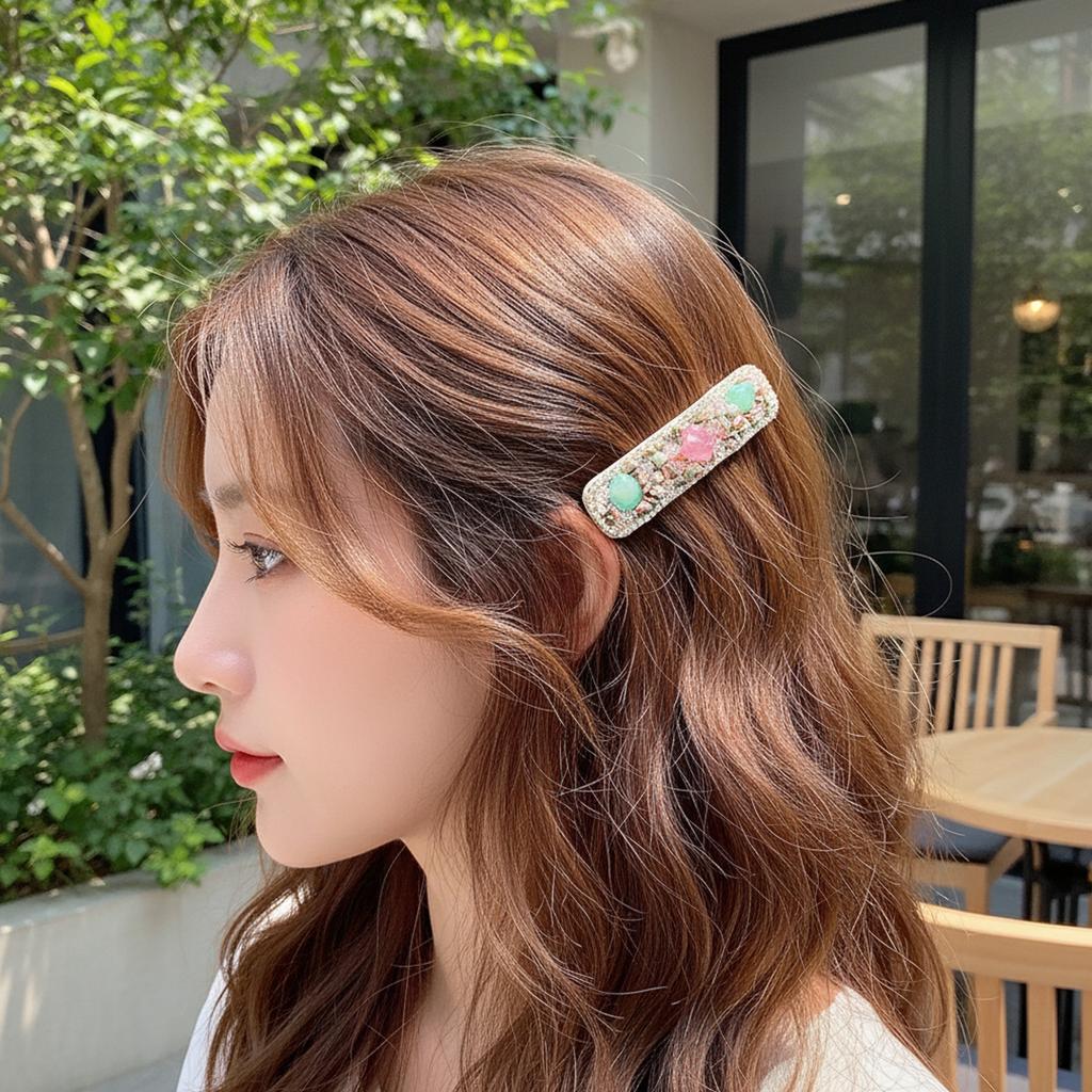 Glitter Crystal Hair Clip Exquisite Vintage Colorful Stone Barrettes For Women Girls Spring Summer Hair Accessory Hair Clips