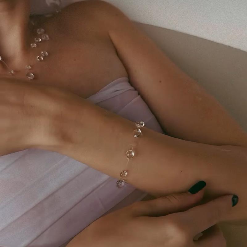 New Fashion Minimalist Transparent Crystal Dewdrop Earrings Niche High-End Unique And Versatile Clavicle Chain