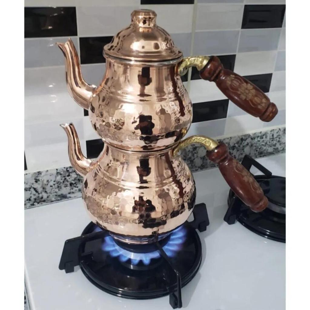 Маленький медный чайник для 2 человек, кованый чайник среднего размера с деревянной ручкой, заварочный чайник для чая