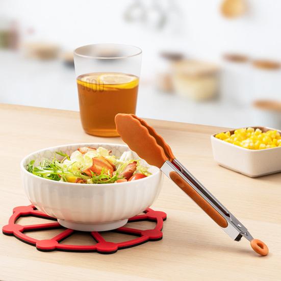 Щипцы для барбекю Щипцы для сервировки 7-дюймовый замок из нержавеющей стали Щипцы для приготовления пищи с силиконовыми наконечниками Нескользящая ручка Жаростойкие Легко чистятся