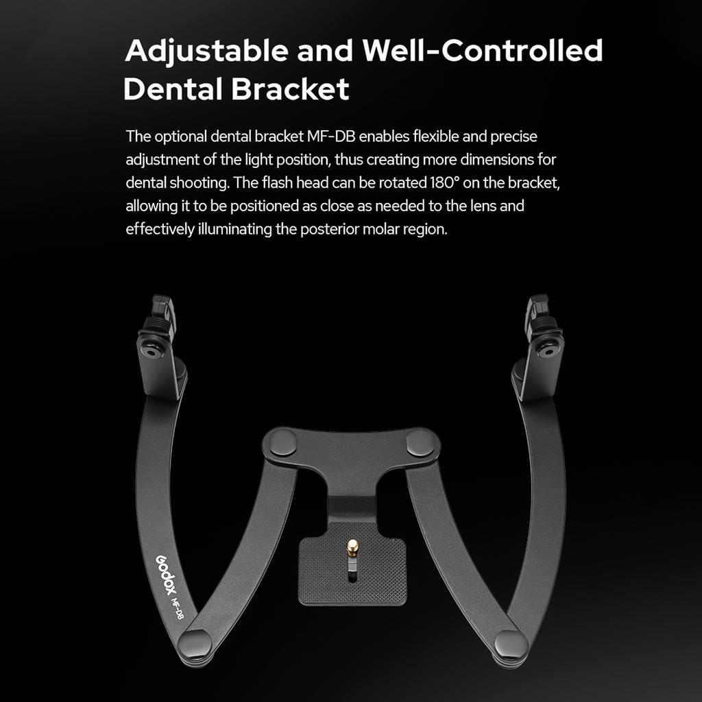 GODOX MF-DB Гибкий кронштейн для вспышки с двумя креплениями для вспышки из алюминиевого сплава, вращающаяся на 360 градусов головка