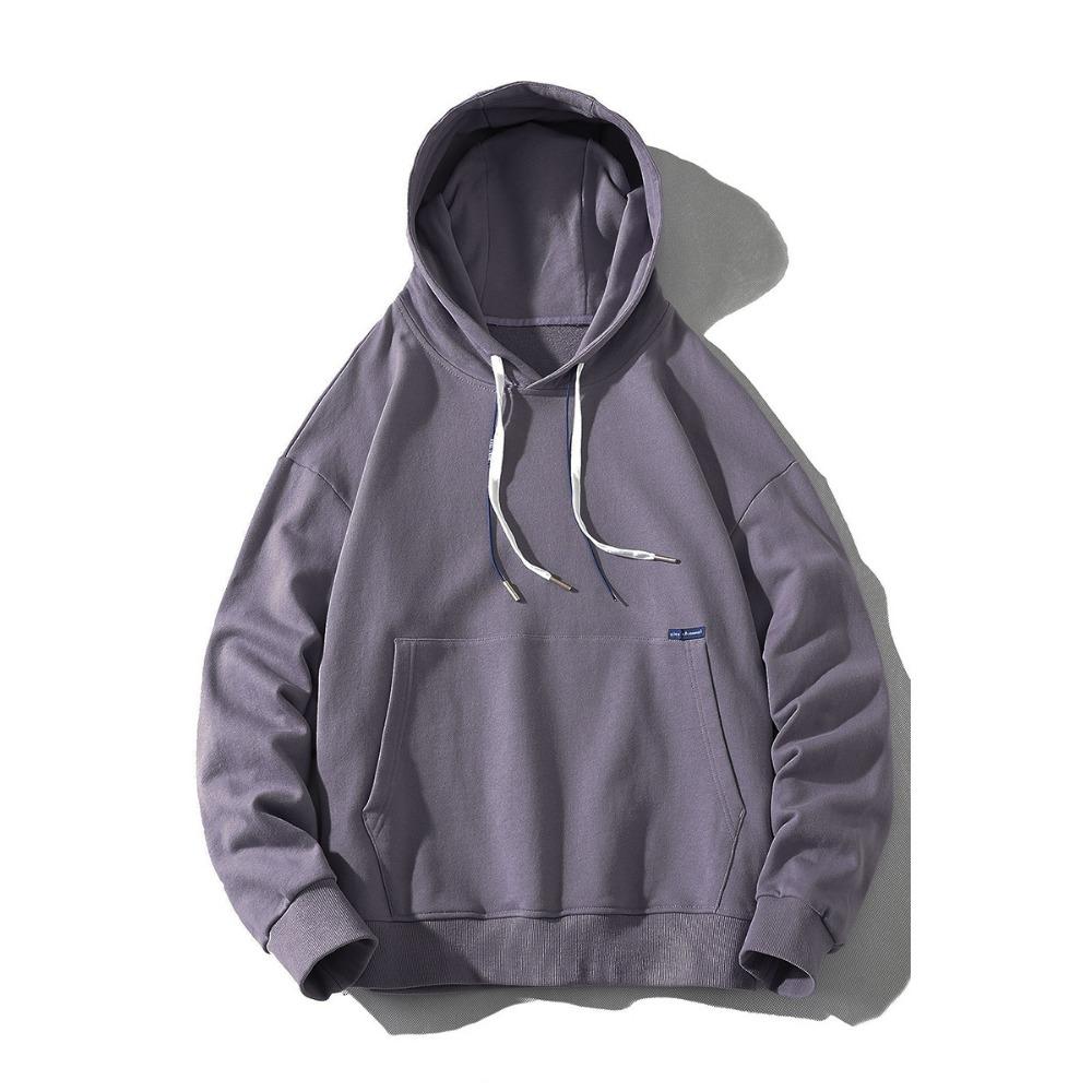 Толстовка мужская осенне-зимняя, новая, с капюшоном, уличная, в стиле Гонконга, свободная, однотонная, универсальная, плюс бархатная, пара, пуловер, куртка