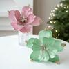 22cm Artificial Christmas Flower Shiny Christmas Tree Wreath Christmas Poinsettia  Party Supplies