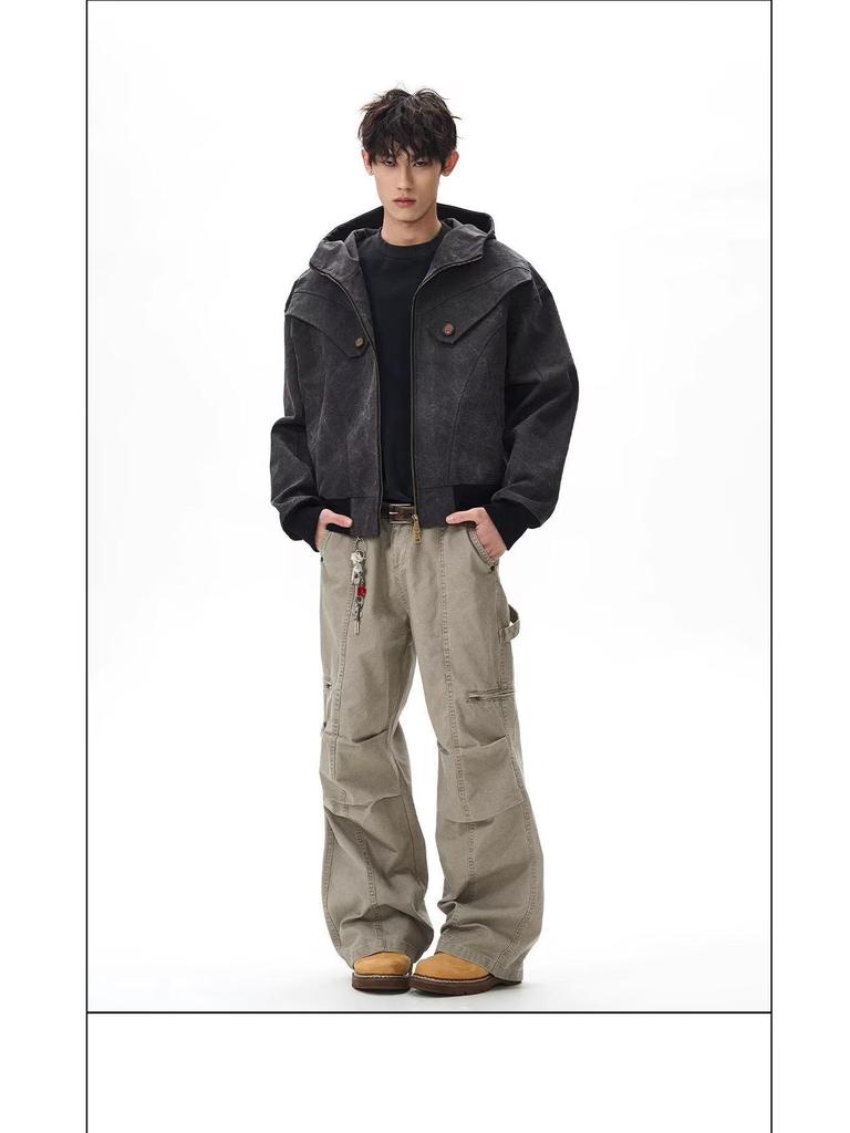 Мужская ретро-куртка Харрингтон с заклепками - Повседневная свободная посадка для весны и осени