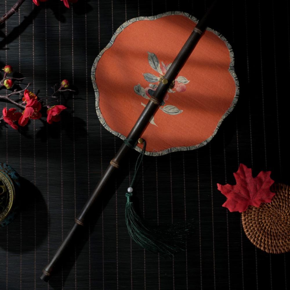 Древний фиолетовый бамбуковый поясной веер Hanfu Group китайский стиль длинная ручка кисточка складной веер классический портативный подвесной