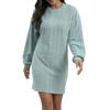 Women's Autumn And Winter Casual Fashion Long Sleeve Solid Color Round Neck Hip Cover Dress