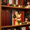 Santa Claus Book Insert Christmas Shelf Light, Iron Bookend Night Lamp with Decorative Accessories Reindeer Snowman, Warm Glow Tabletop Decor