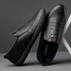Fashion Summer Breathable Leather Shoes for Men Business Slip On Loafers Men Casual's Shoes Black Flats Men Work Office Driving Sneakers
