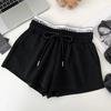 Letter Webbing Double Waist Head Fake Two Sports Shorts Women's Summer Fashion Casual A-line Hot Pants