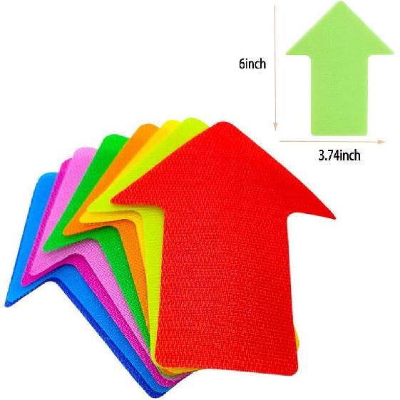 63 Pieces Arrow Carpet Markers for Classroom, Social Distancing and Wait Line Up Flexible Group Activity Game (6 Inches)