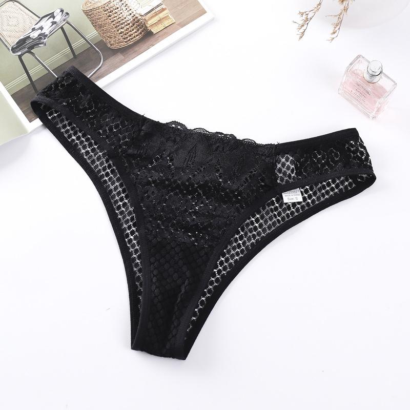 New Panties Women Lace Underwear Sexy Low-Waist G String Thong Transparent Hollow Out Briefs Solid Soft Female Lingerie