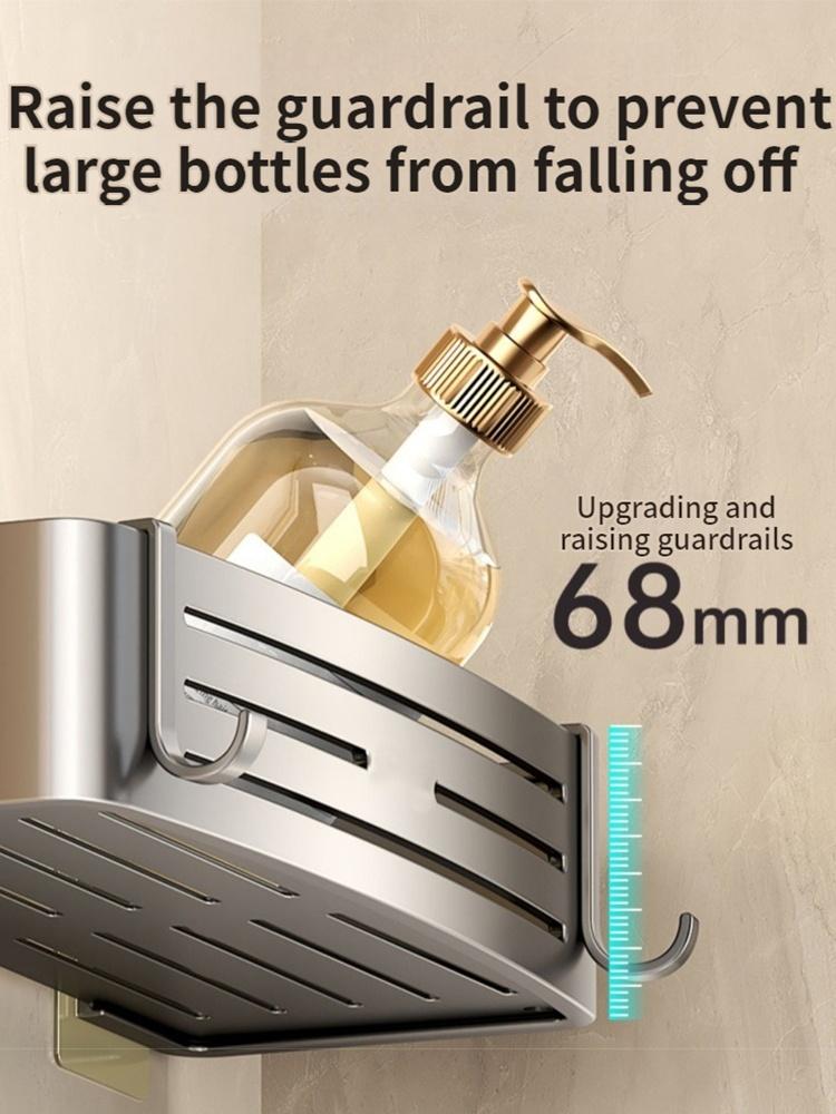 Нет необходимости сверлить стены для установки Алюминиевая полка для ванной Полки Подставка для шампуня Держатель для хранения Кухонный органайзер Настенная полка