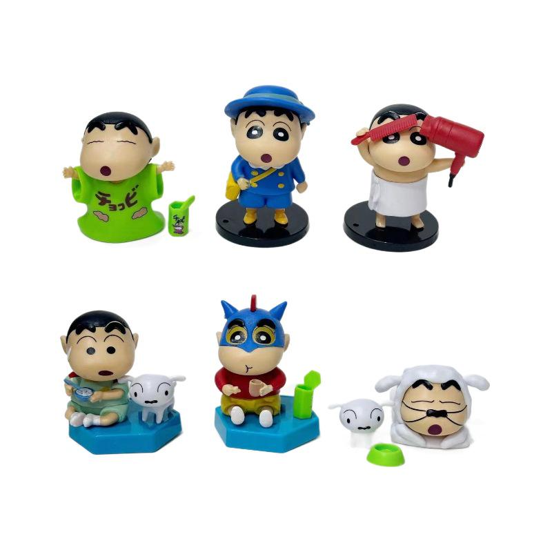 Crayon Shinchan Bathing Figures Set, Doll Machine, Gashapon Display, Car Cake Ornaments, Cute Decorative Figurines