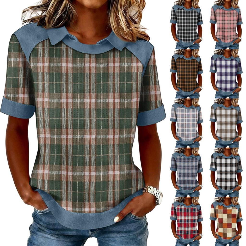 Женская модная ковбойская толстовка с воротником и вставками, повседневная толстовка с принтом, рубашка с коротким рукавом, топ