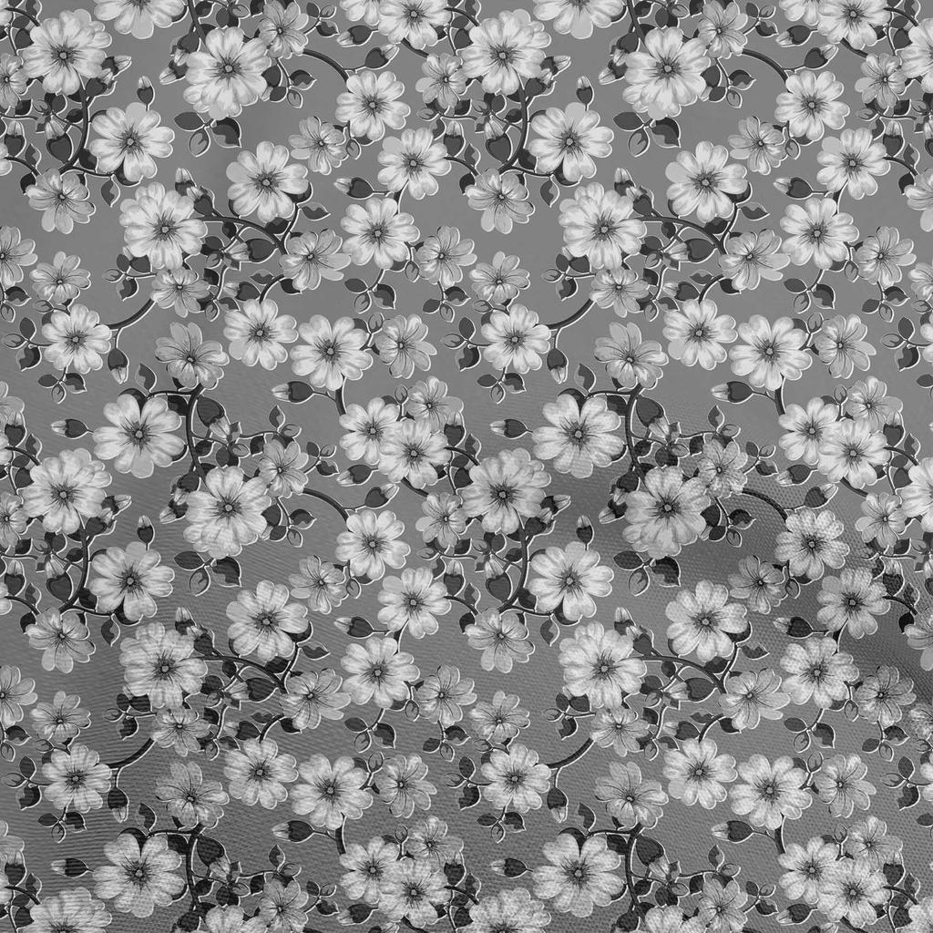 oneOone Cotton Flex Gray Fabric Floral Craft Projects Decor Fabric Printed By The Yard 40 Inch
