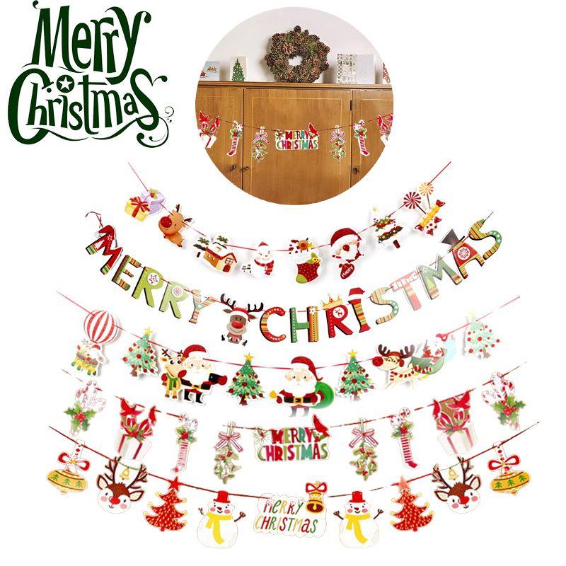 Праздничный рождественский дух, флаг-гирлянда, украшение, Санта-Клаус, украшение для вечеринки