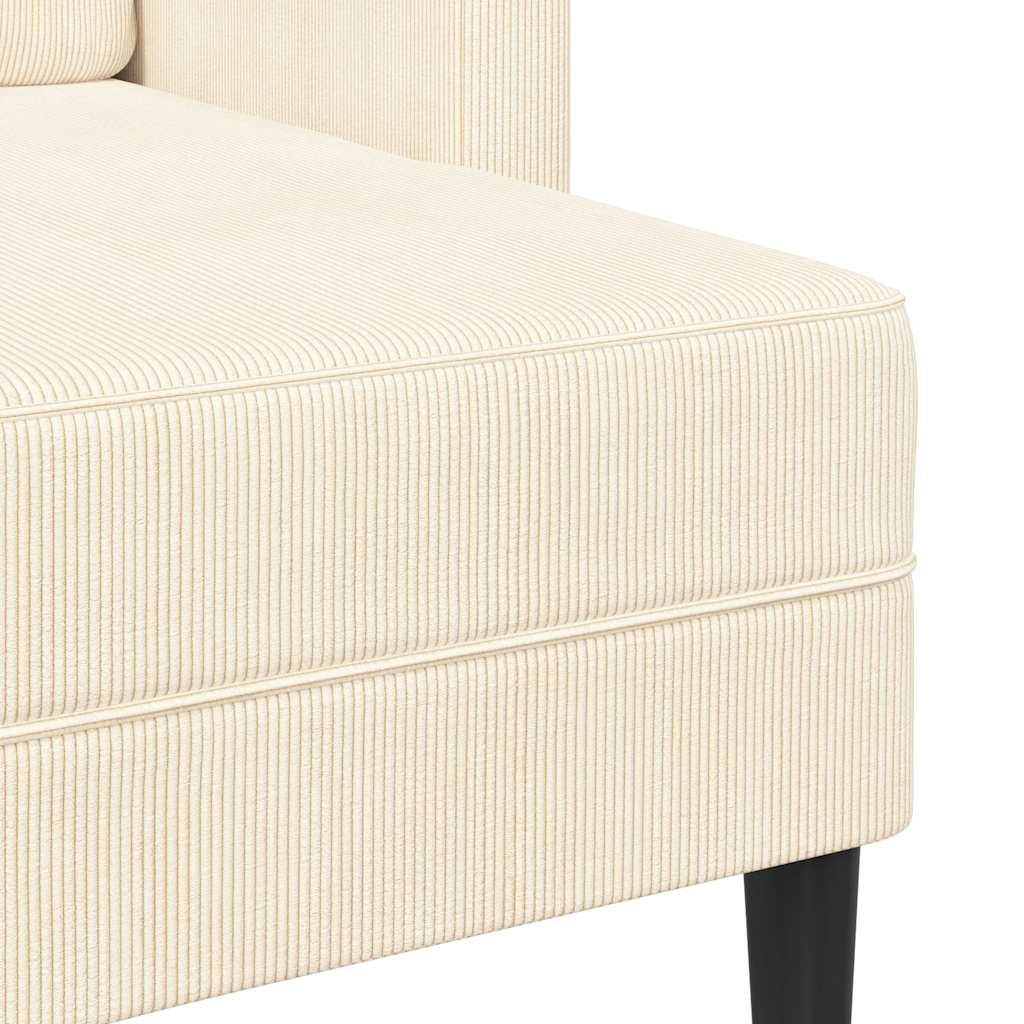 2 Seater Sofa with Chaise Longue L Shaped Cream 125 cm Linen