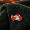 Holiday Badge Pin HOHOHO Enamel Brooch for Christmas, Santa Hat Candy Cane Christmas Alloy Pin, Decorative Sweaters Jackets Scarves Clothing Accessory