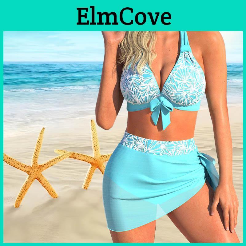 Swimsuit Shoulder Strap With Womens Bow Print Bikini Short Tank Top Swimsuit