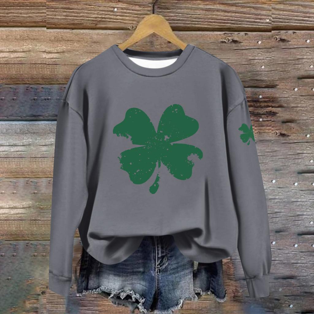 Женская повседневная модная блузка с длинным рукавом и круглым вырезом, пуловер с принтом