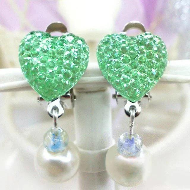Cute Girls Children's Ear Clip Earrings Princess No Ear Hole Earrings Shining Diamond Earrings Pendant Ear Jewelry Accessories