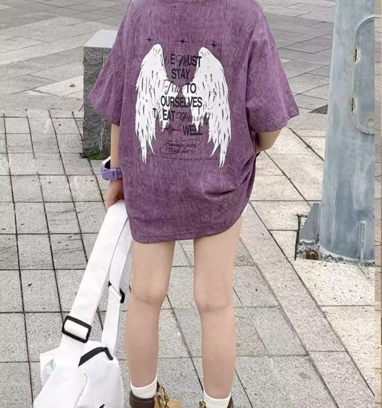 Трендовая футболка с коротким рукавом в уличном стиле для девочек 2025