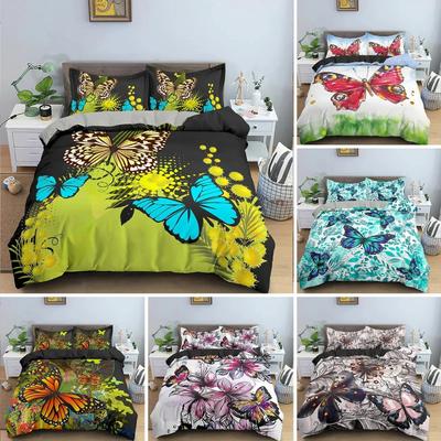 Пододеяльник с бабочками King Queen Size Животные Цветочные Комплект постельного белья для подростков взрослых Красивый Цветочный Полиэстер Чехол для одеяла Верх