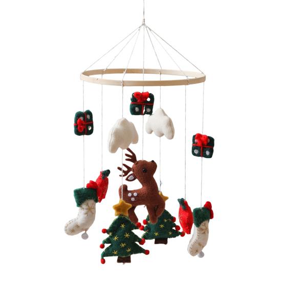 Рождественские ясли Мобиль Ручной работы Праздничный Декор для детской с Оленем Деревом Мягкий